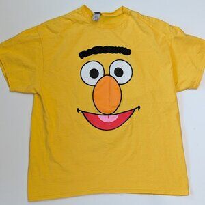 Sesame Street Bert Character Big Face Yellow Graphic T-Shirt XL Gildan Ultra